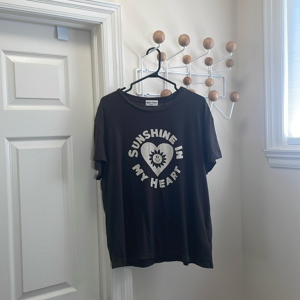 Aritzia - Denim Forum - Classic Retro Style T-Shirt - Brown - XL